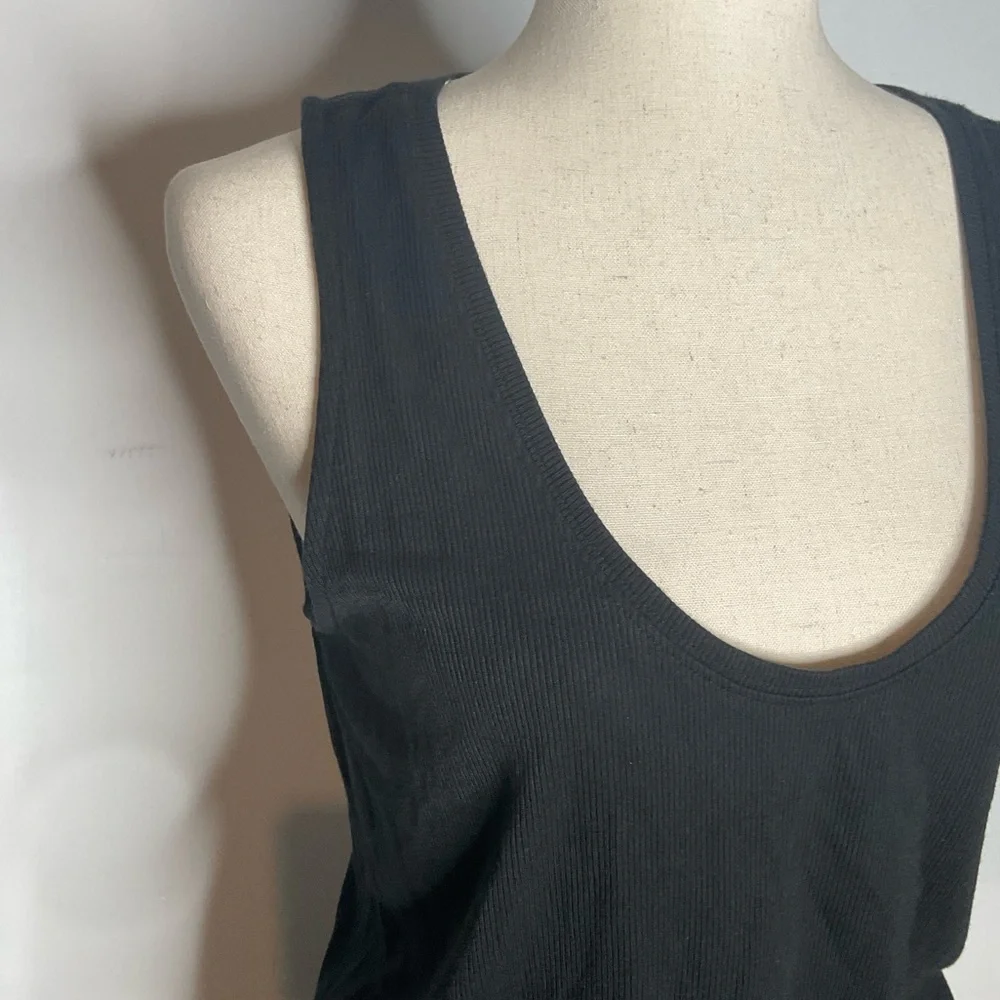 Daily Ritual Black Ribbed Scoop Neck Wide Leg Cropped Lounge Jumpsuit Size Small